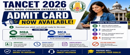 TANCET 2026 Admit Card Now Available: Check MBA and MCA Exam Dates