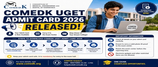 COMEDK UGET Admit Card 2026 Released: Check Steps to Download