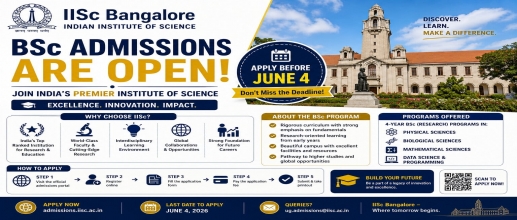 IISc Bangalore BSc Admissions Are Open: Apply Before June 4
