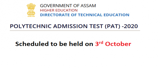 Assam PAT 2020 examination to be held on 3rd October