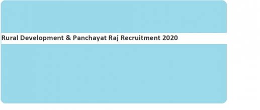 Rural Development & Panchayat Raj Recruitment 2020